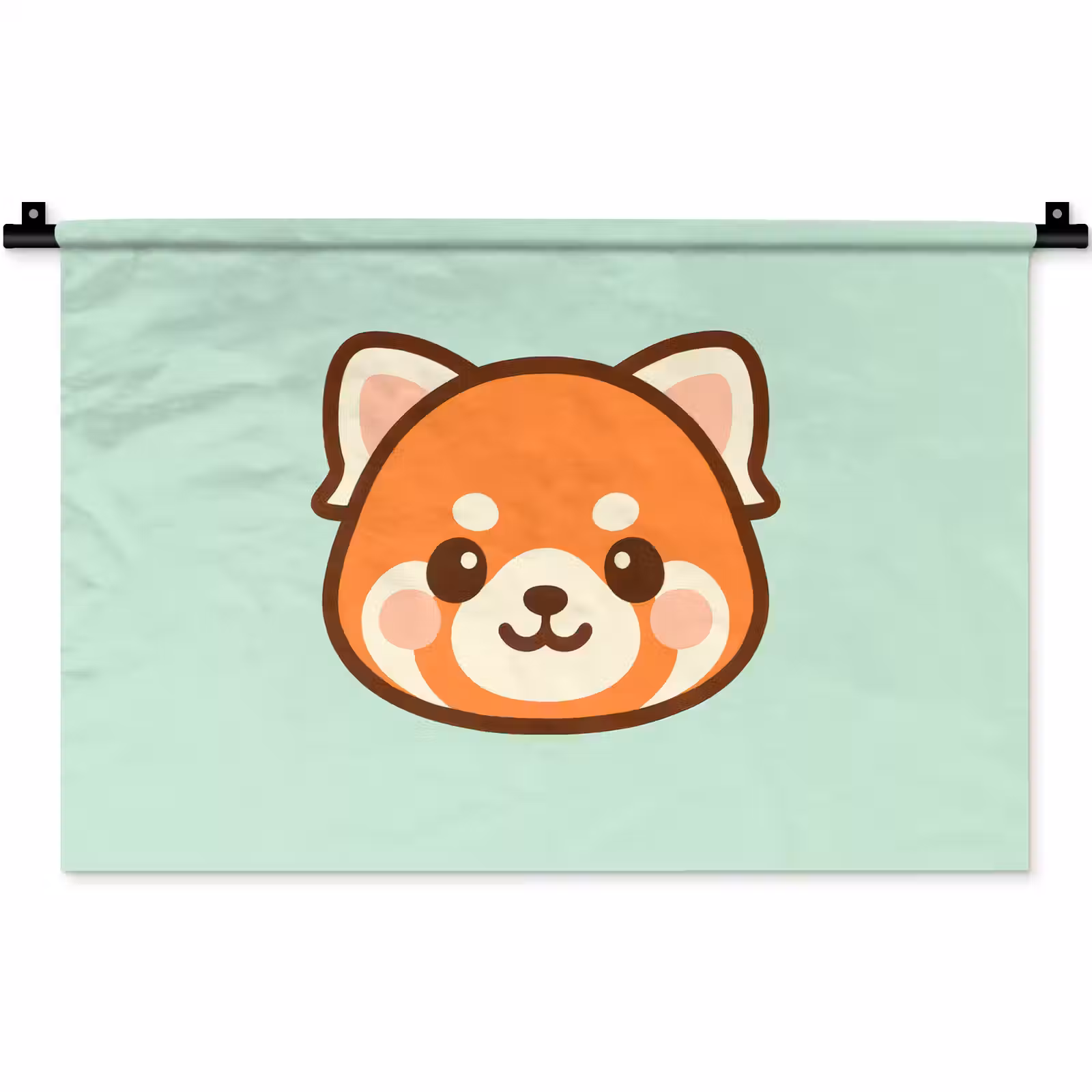 Wandkleed - Rode panda - Groen - Cartoon — 1