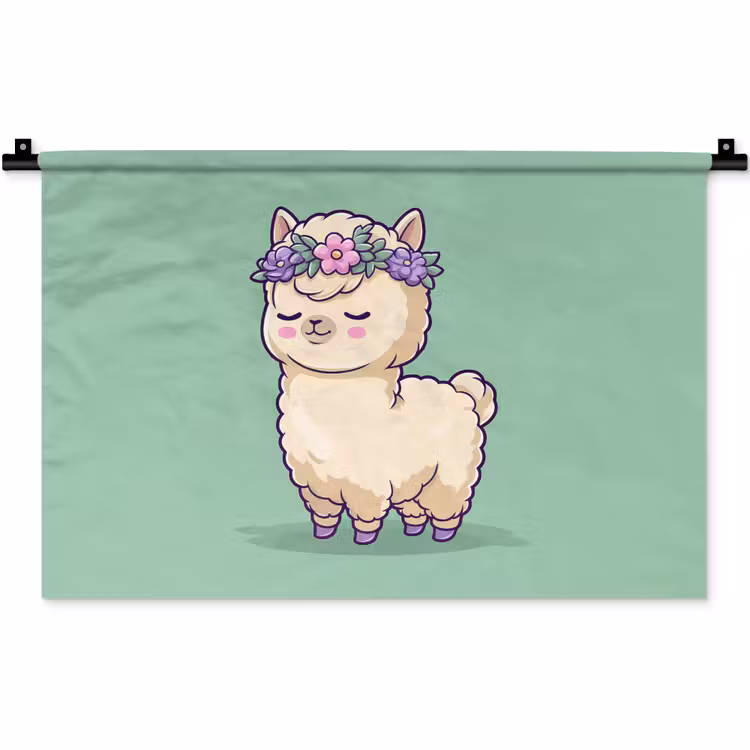Wandkleed - Alpaca - Groen - Bloemendiadeem — 1