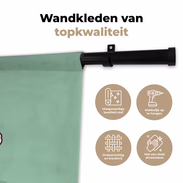 Wandkleed - Alpaca - Groen - Bloemendiadeem — 3