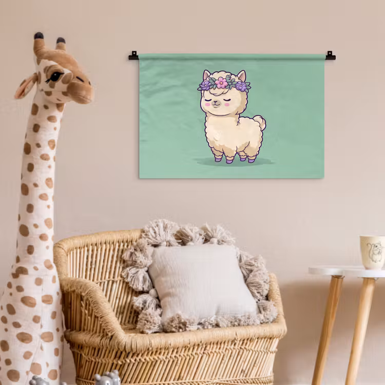 Wandkleed - Alpaca - Groen - Bloemendiadeem — 5