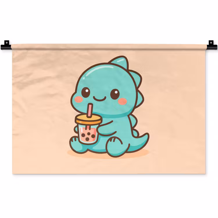 Wandkleed - Dino - Boba - kawaii - Oranje — 1