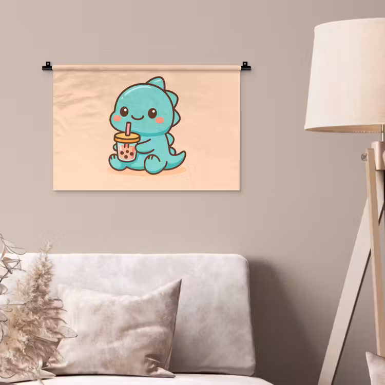 Wandkleed - Dino - Boba - kawaii - Oranje — 2