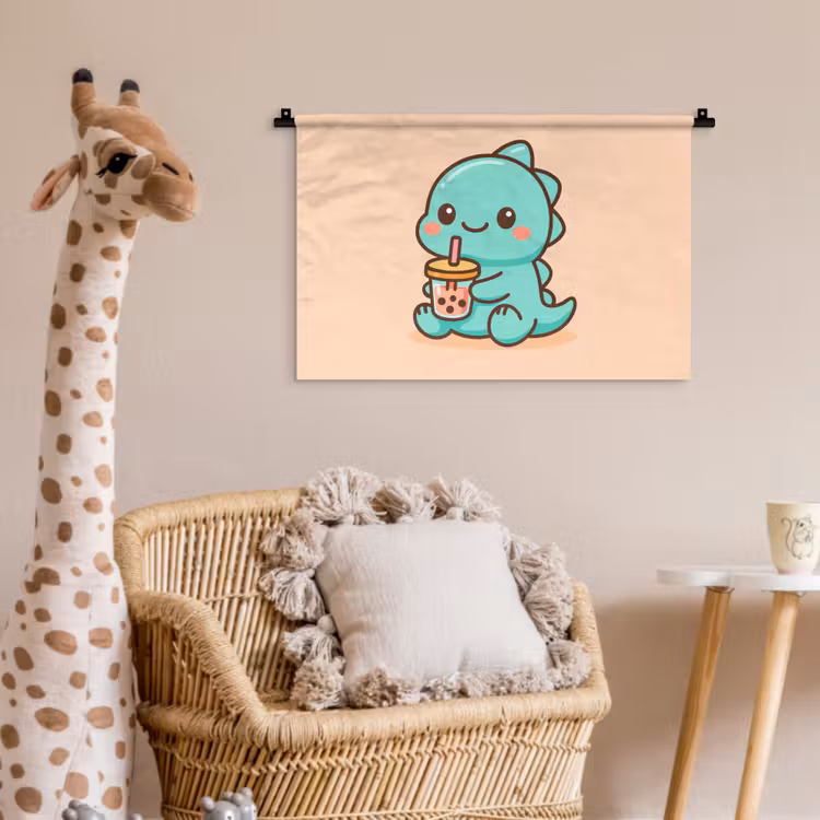 Wandkleed - Dino - Boba - kawaii - Oranje — 5