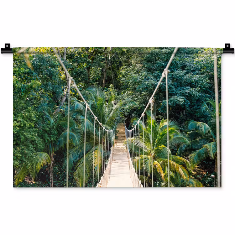 Wandkleed - Jungle - Palmboom - Brug - Natuur - Planten — 1