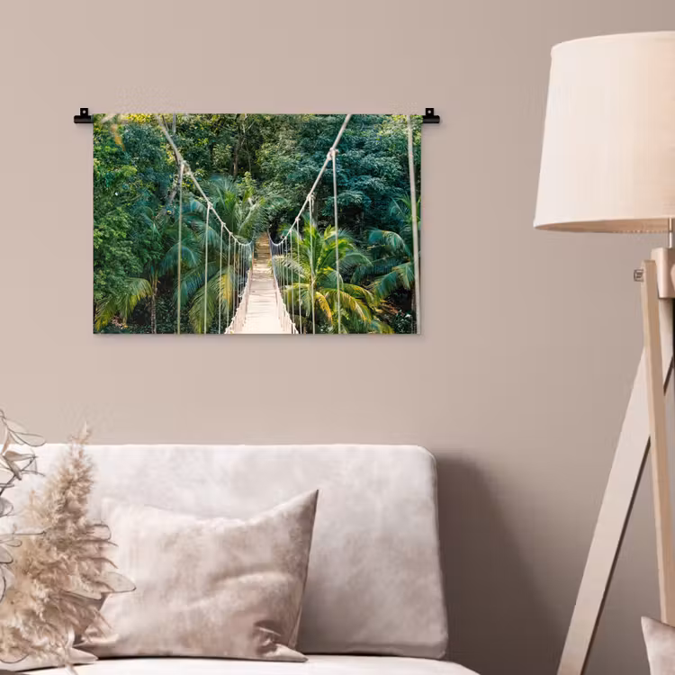 Wandkleed - Jungle - Palmboom - Brug - Natuur - Planten — 2