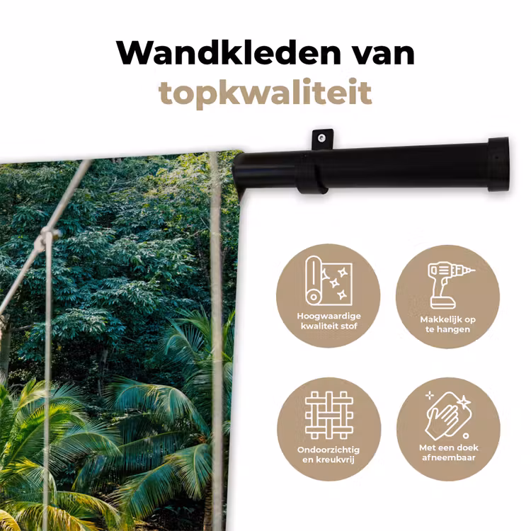 Wandkleed - Jungle - Palmboom - Brug - Natuur - Planten — 3