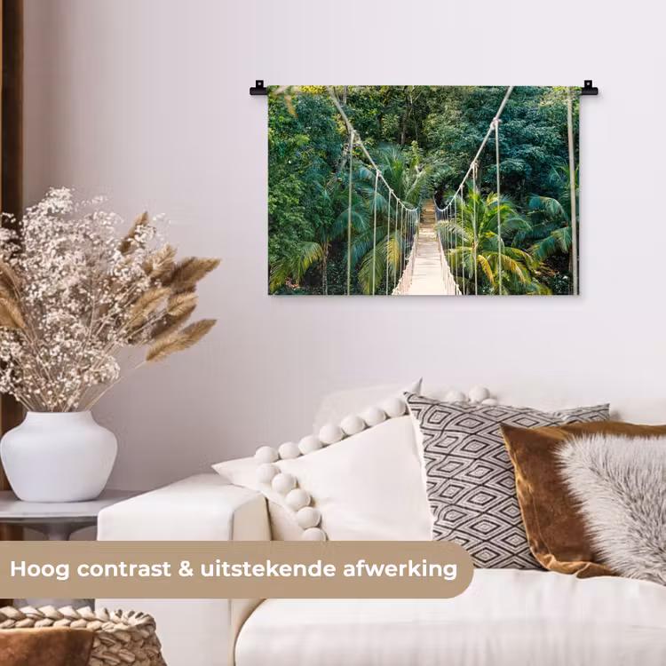 Wandkleed - Jungle - Palmboom - Brug - Natuur - Planten — 4
