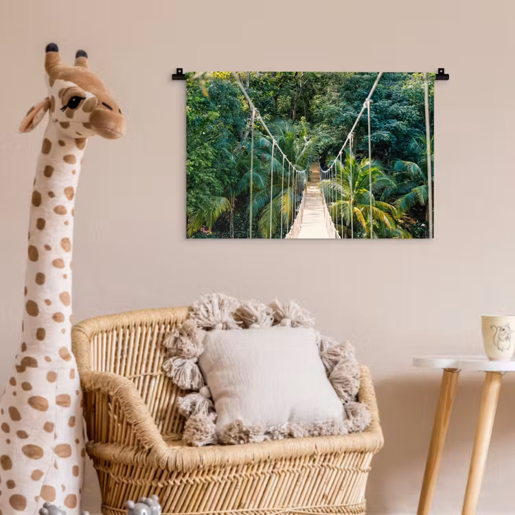 Wandkleed - Jungle - Palmboom - Brug - Natuur - Planten — 5