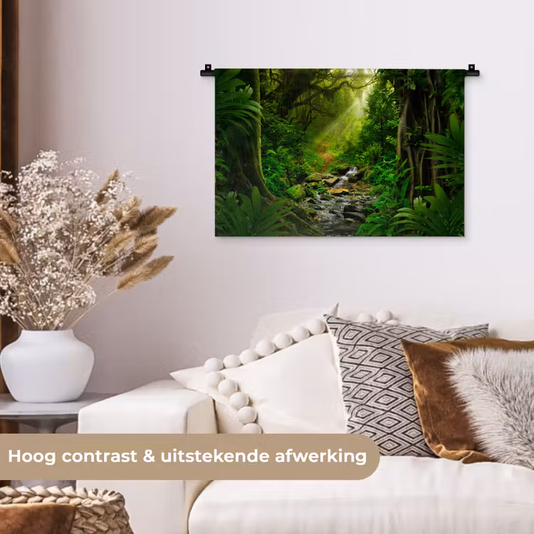 Wandkleed - Jungle - Water - Bladeren - Zon - Natuur — 4