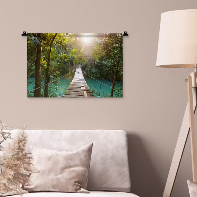 Wandkleed - Jungle - Water - Brug - Natuur - Planten — 2