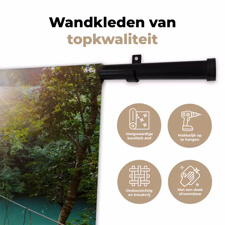 Wandkleed - Jungle - Water - Brug - Natuur - Planten — 3