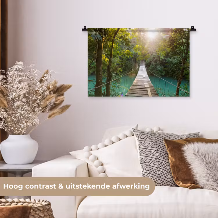 Wandkleed - Jungle - Water - Brug - Natuur - Planten — 4