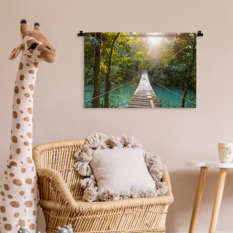 Wandkleed - Jungle - Water - Brug - Natuur - Planten — 5
