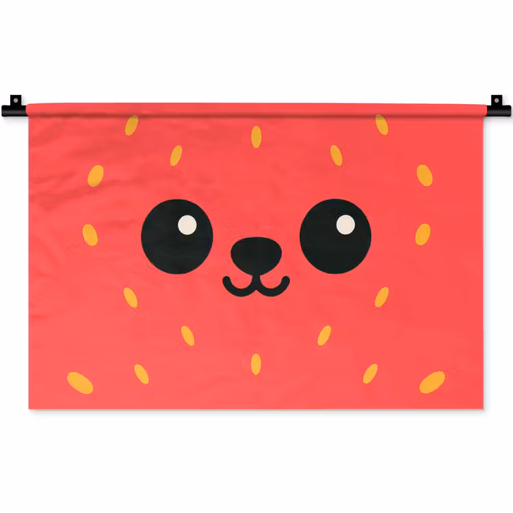 Wandkleed - Kat - Aardbei - Cartoon — 1