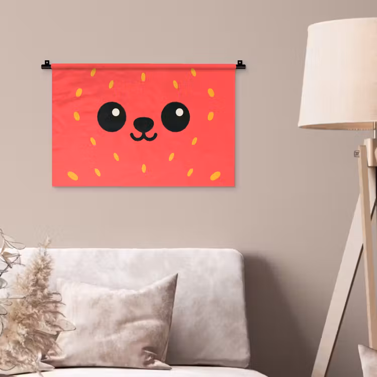 Wandkleed - Kat - Aardbei - Cartoon — 2