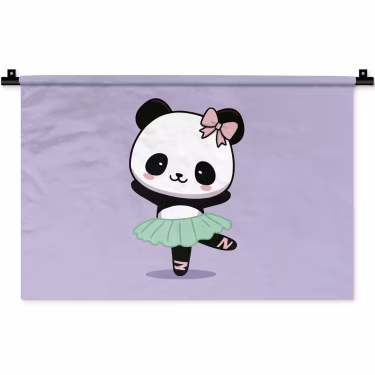 Wandkleed - Panda - Paars - Sierlijk - Kawaii — 1