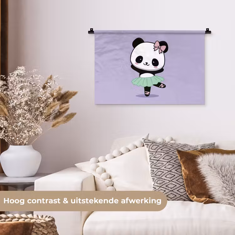 Wandkleed - Panda - Paars - Sierlijk - Kawaii — 4