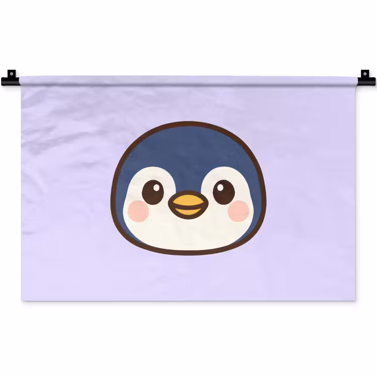 Wandkleed - Pinguïn - Paars - Schattig — 1
