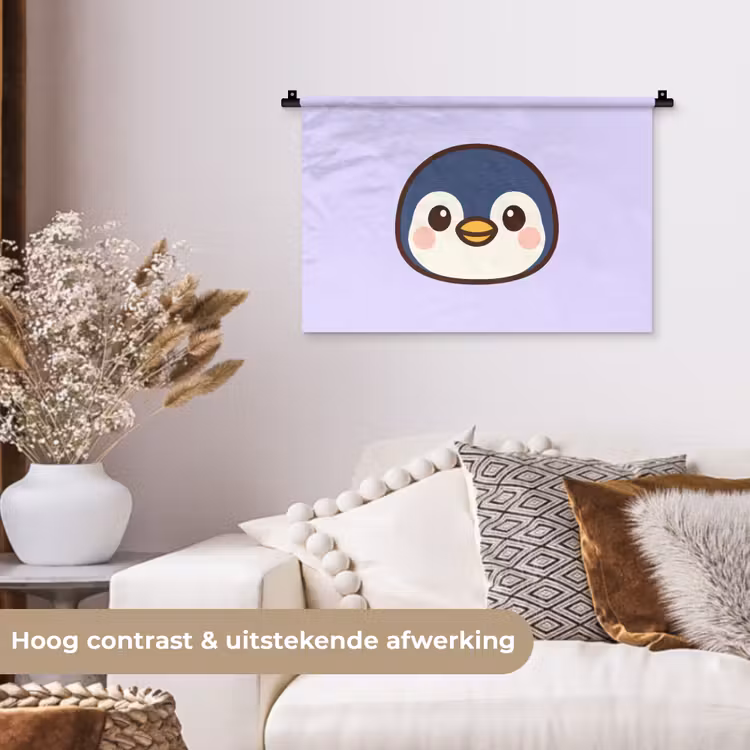 Wandkleed - Pinguïn - Paars - Schattig — 4