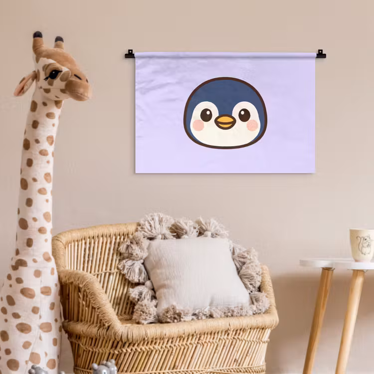 Wandkleed - Pinguïn - Paars - Schattig — 5