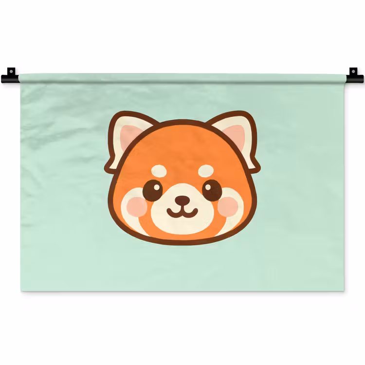 Wandkleed - Rode panda - Groen - Cartoon — 1