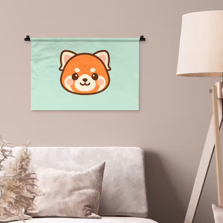 Wandkleed - Rode panda - Groen - Cartoon — 2