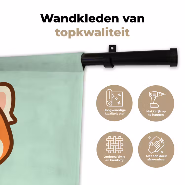 Wandkleed - Rode panda - Groen - Cartoon — 3