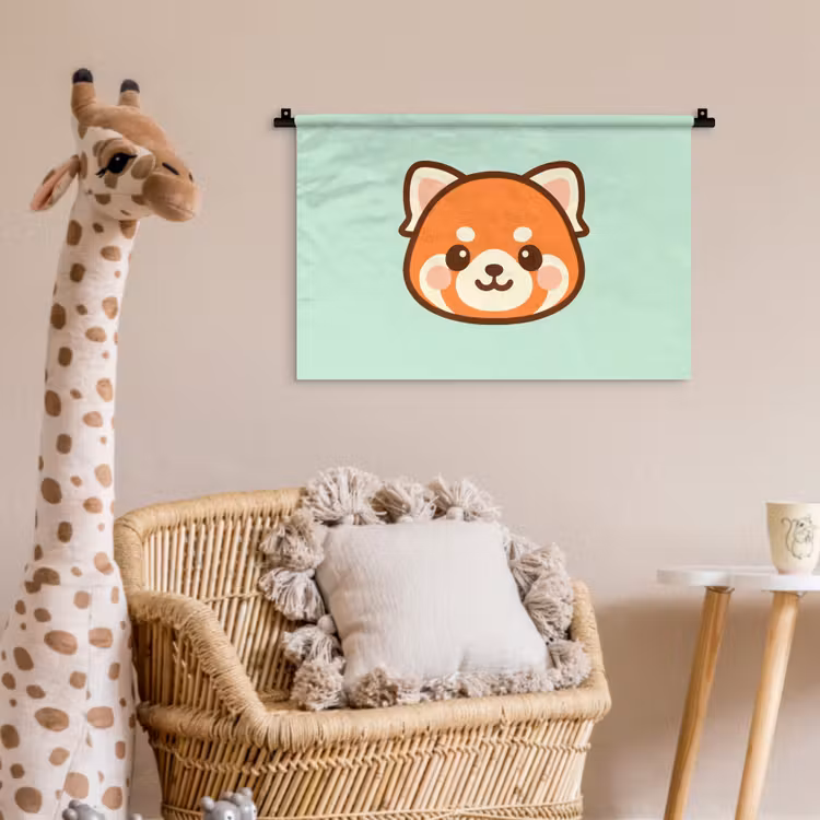 Wandkleed - Rode panda - Groen - Cartoon — 5