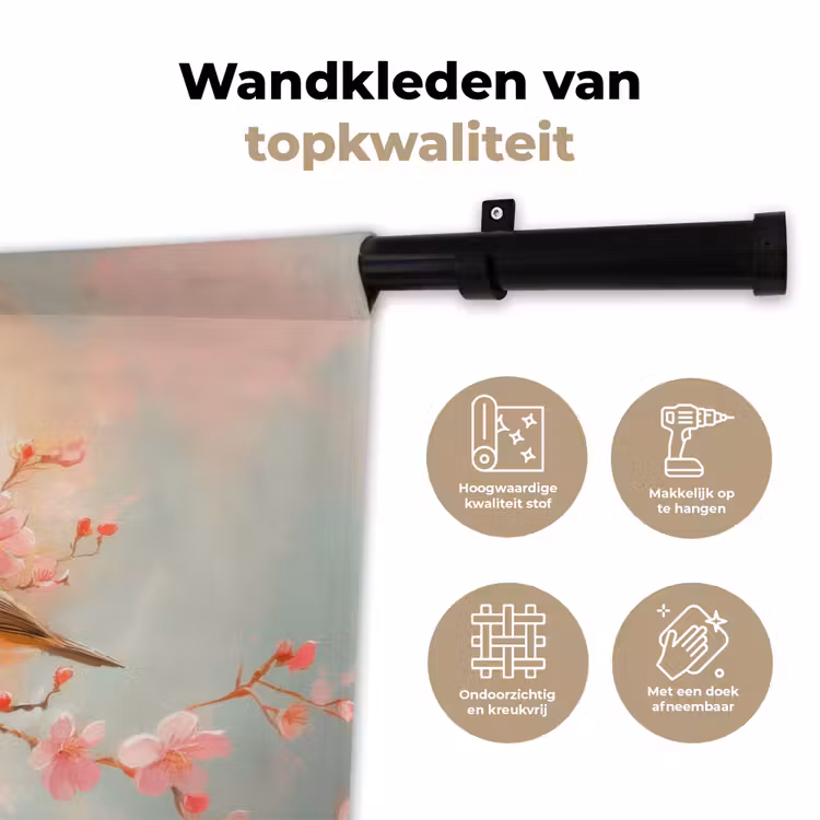 Wandkleed - Roodborstjes - Sierlijk - Bloesemtak — 3