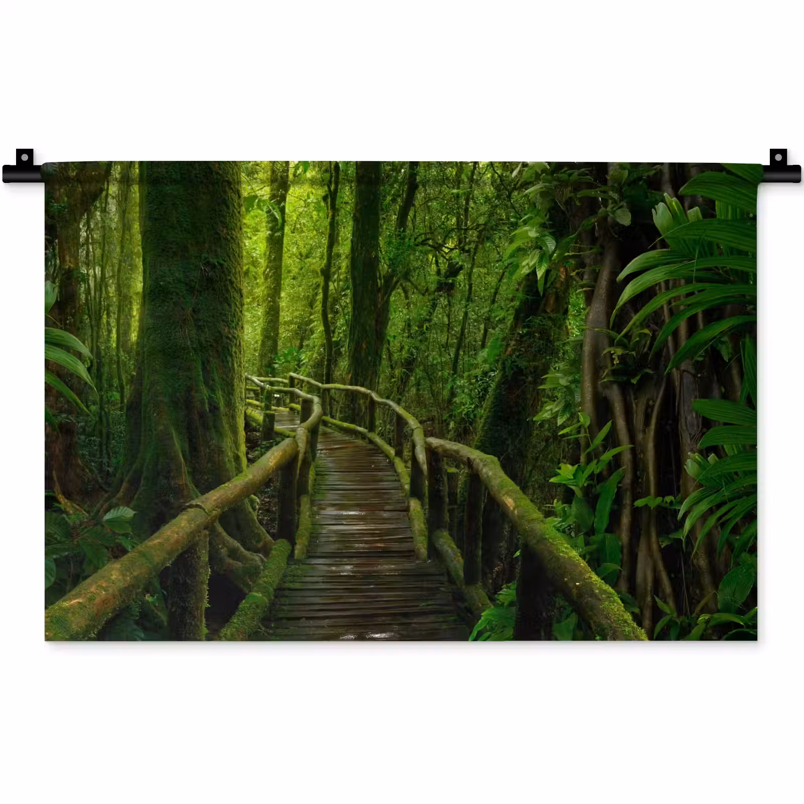 Wandkleed - Jungle - Brug - Mos - Natuur - Tropisch — 1