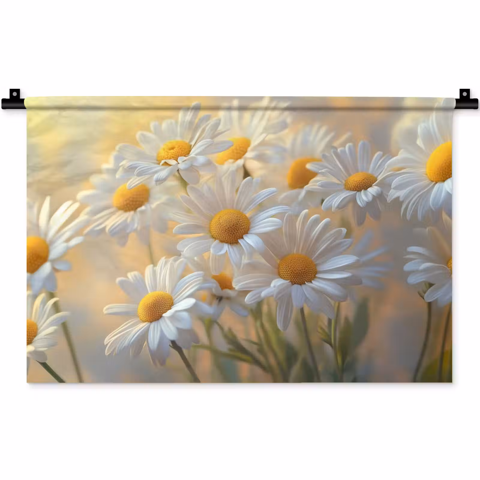 Wandkleed - Madeliefjes - Wit - Zonlicht — 1