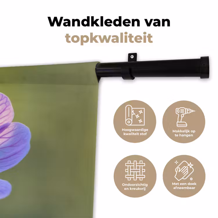 Wandkleed - Bloem - Close up - Paars — 3