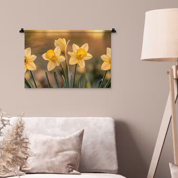 Wandkleed - Bloemen - Geel - Wazig — 2