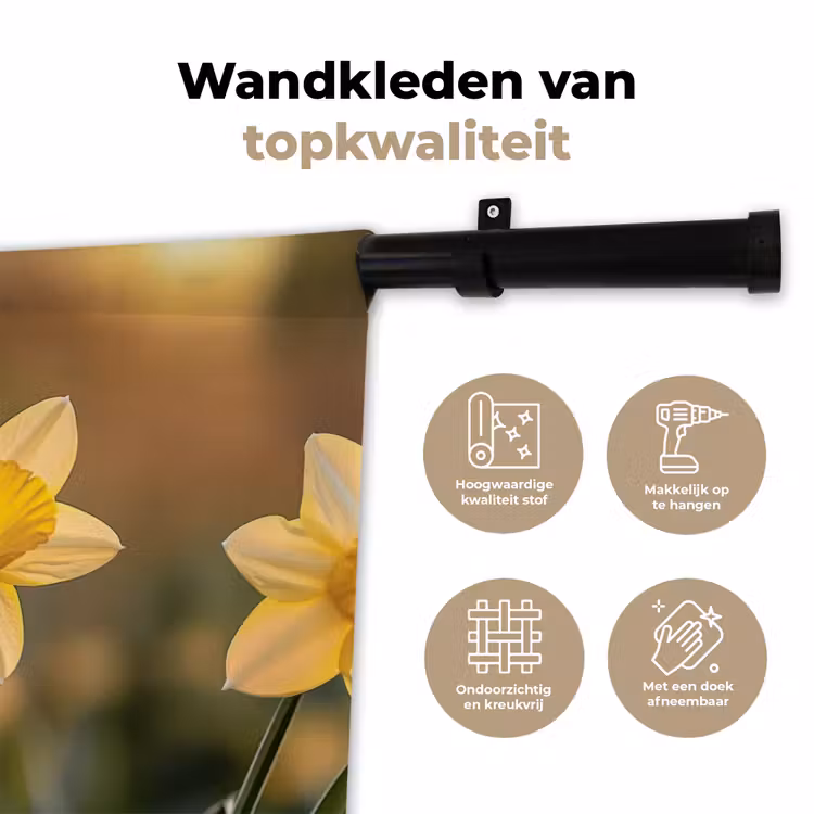 Wandkleed - Bloemen - Geel - Wazig — 3
