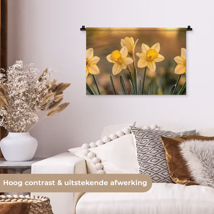 Wandkleed - Bloemen - Geel - Wazig — 4