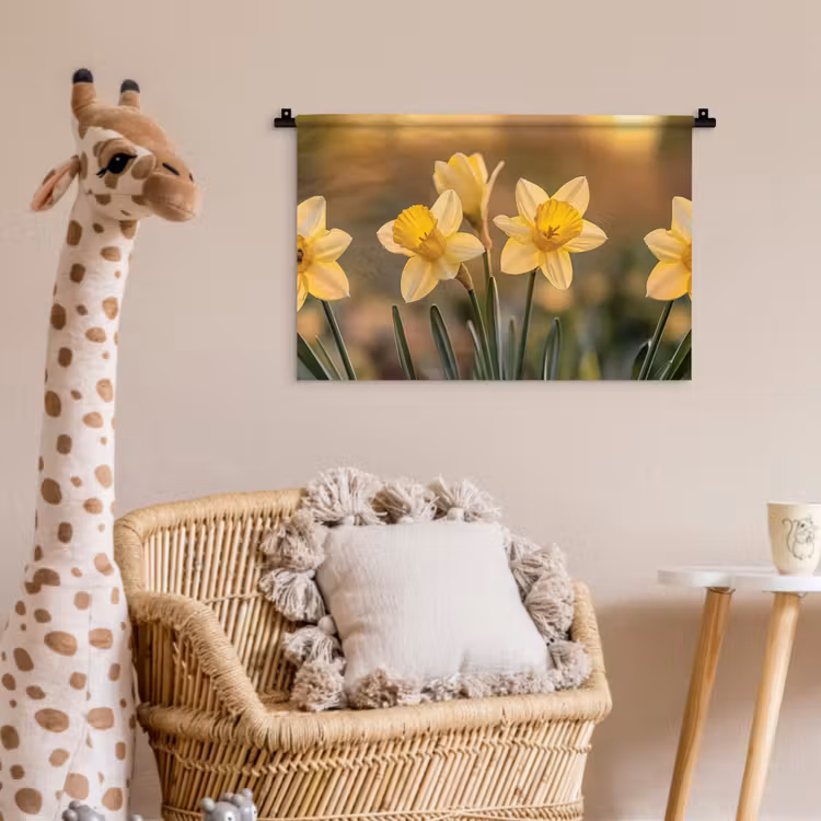 Wandkleed - Bloemen - Geel - Wazig — 5