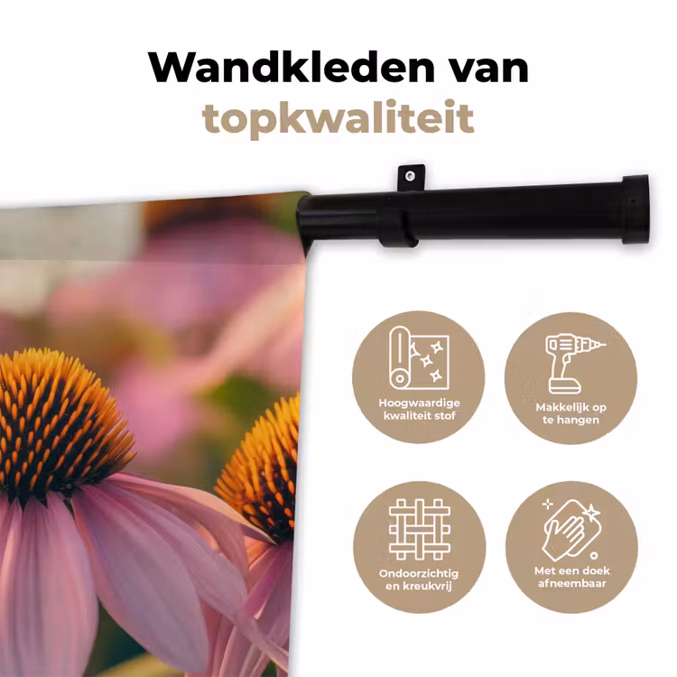 Wandkleed - Bloemen - Paars - Bijen — 3