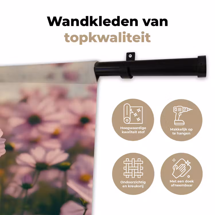 Wandkleed - Bloemen - Paars - Wazig — 3