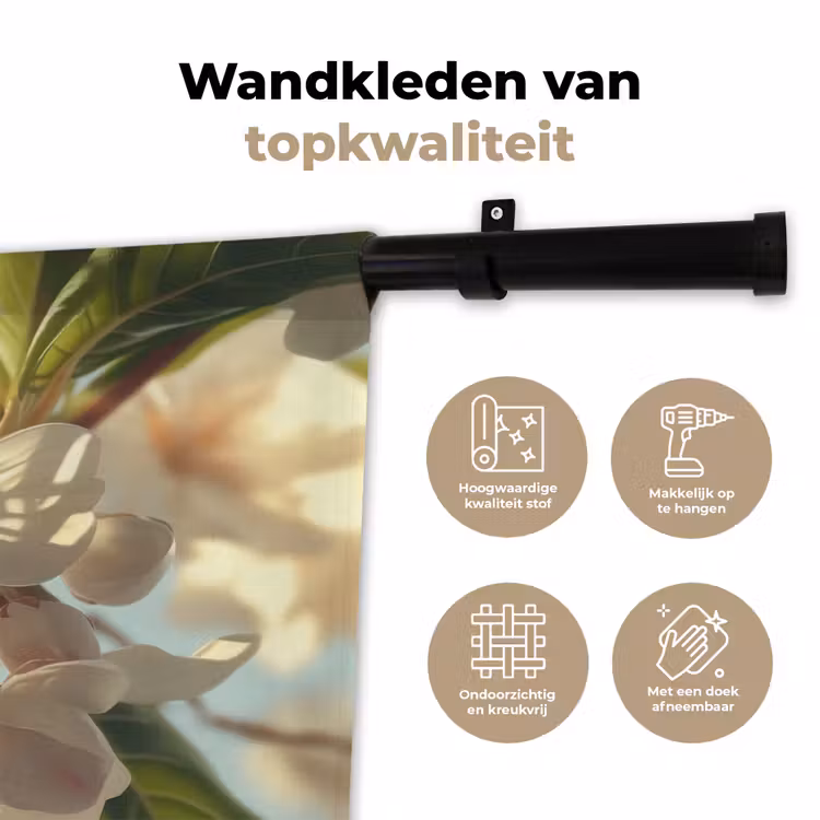 Wandkleed - Bloesems - Wit - Zonnestralen - Bloemblaadjes — 3