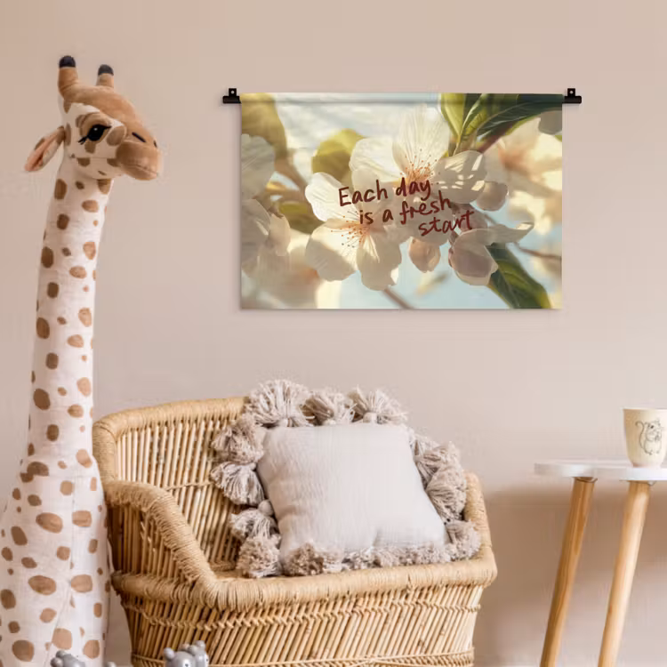 Wandkleed - Bloesems - Zonlicht - Quote - Wit — 5