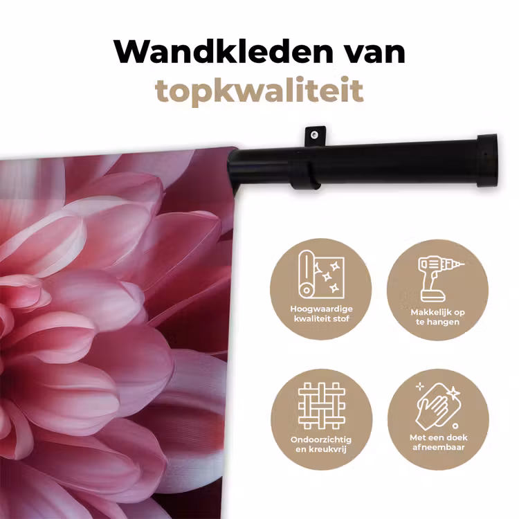 Wandkleed - Dahlia - Bloem - Close up - Roze — 3