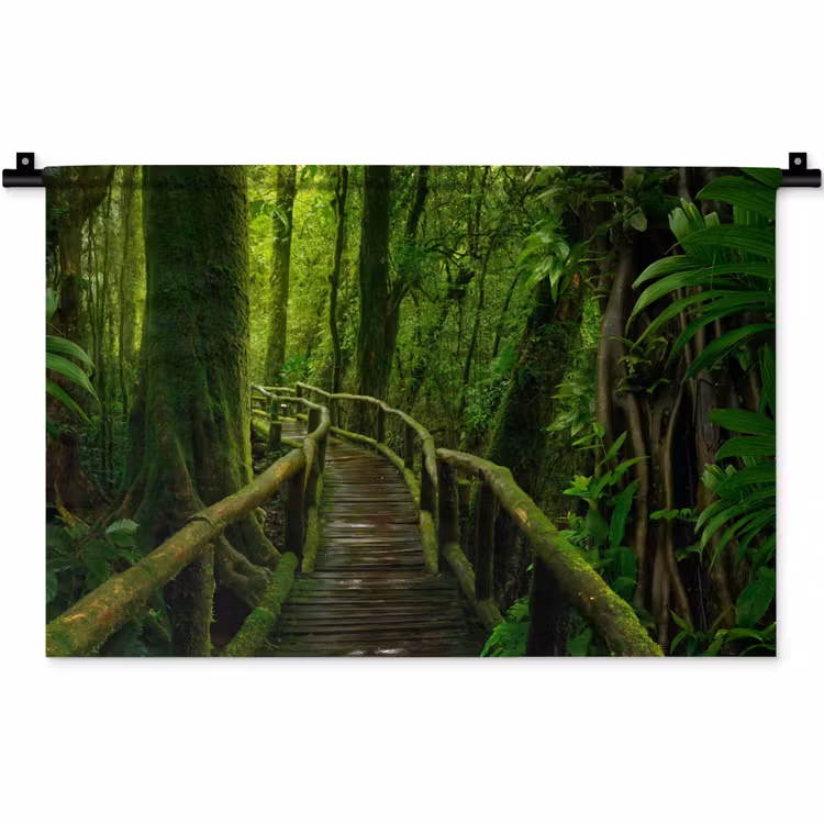 Wandkleed - Jungle - Brug - Mos - Natuur - Tropisch — 1