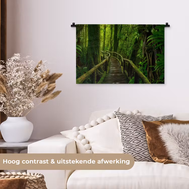 Wandkleed - Jungle - Brug - Mos - Natuur - Tropisch — 4