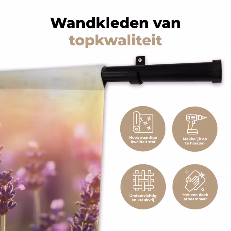 Wandkleed - Lavendelbloemen - Paars - Zonlicht — 3