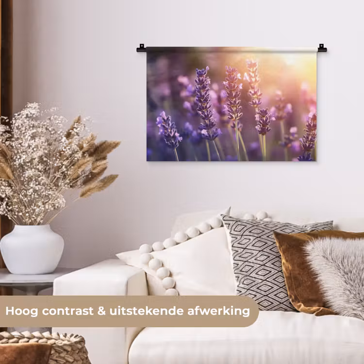 Wandkleed - Lavendelbloemen - Paars - Zonlicht — 4