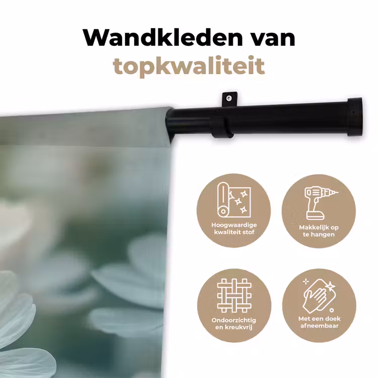 Wandkleed - Lieveheersbeestje - Bloemen - Wit — 3