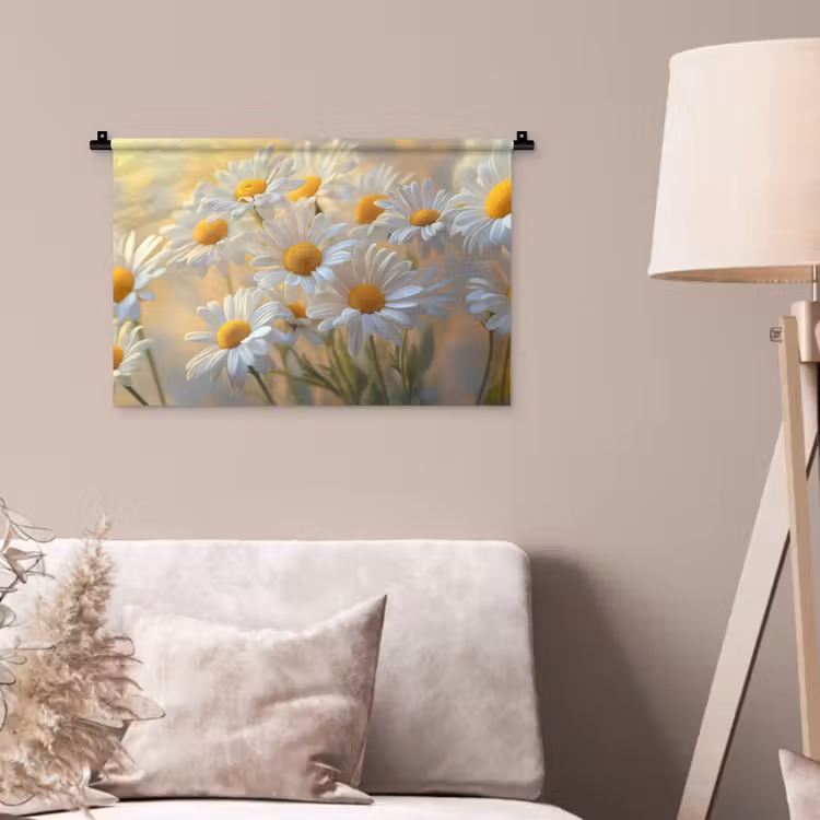 Wandkleed - Madeliefjes - Wit - Zonlicht — 2