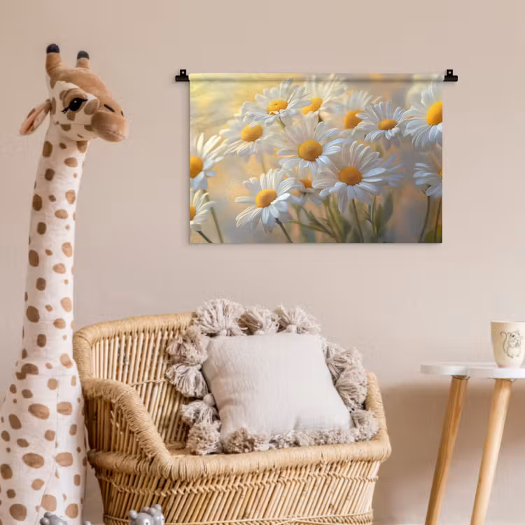 Wandkleed - Madeliefjes - Wit - Zonlicht — 5