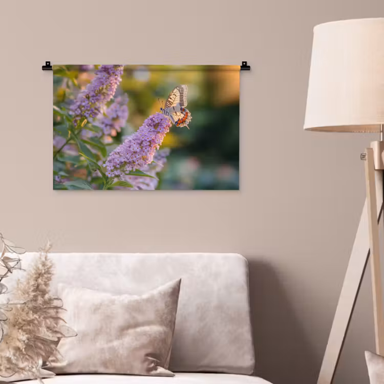 Wandkleed - Sierlijke - Vlinder - Paarse - Bloemen — 2
