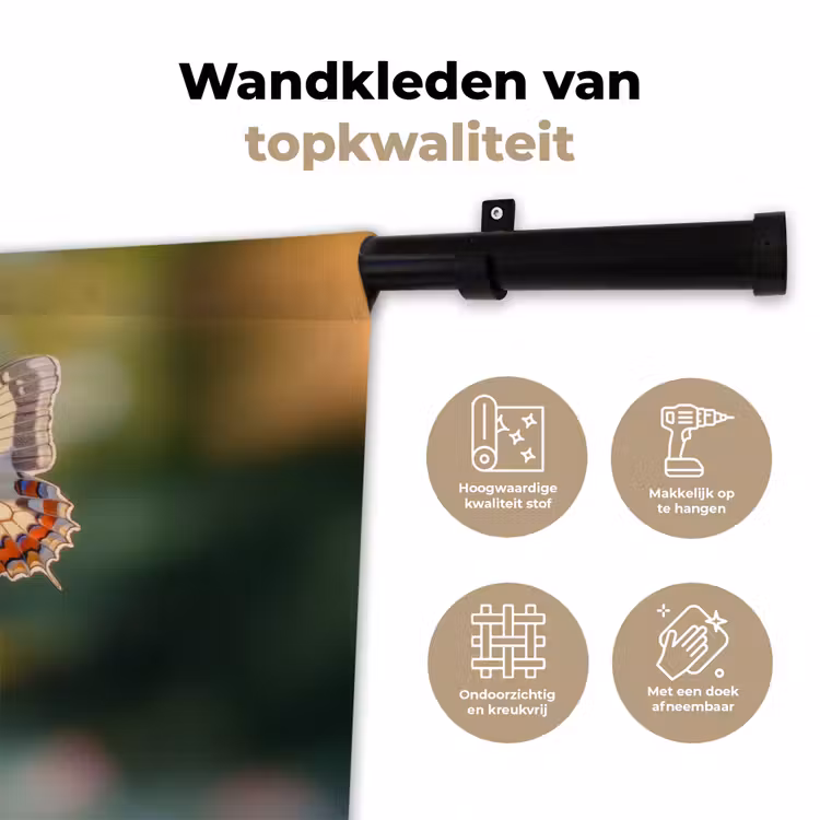Wandkleed - Sierlijke - Vlinder - Paarse - Bloemen — 3
